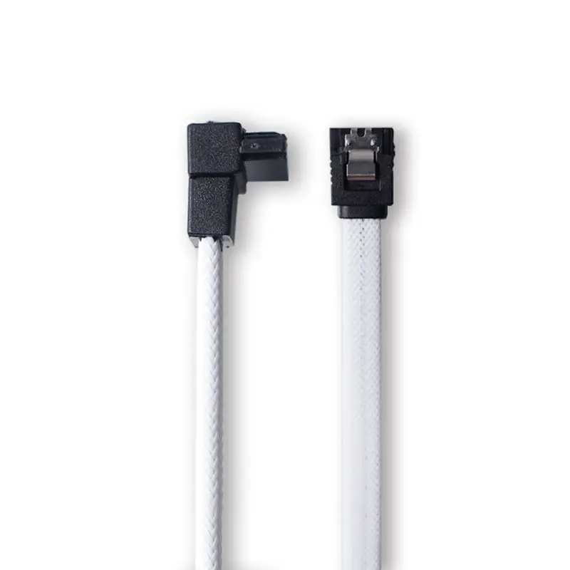 Cabo de dados 50cm sata 3.0 iii sata3, 7 pinos, ângulo reto 6 gb/s ssd hdd, disco rígido, cabo de dados com mangas de nylon (branco)