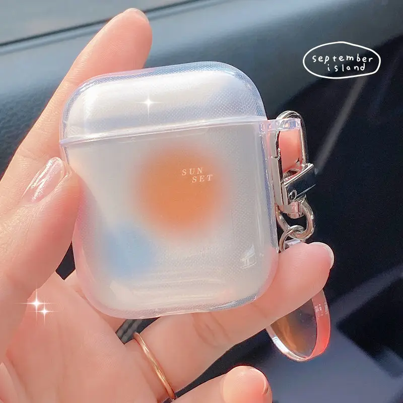 Gradient sunset case for airpods 1 2 pro protective cover transparent TPU soft shell For Apple Airpods bluetooth earphone cover