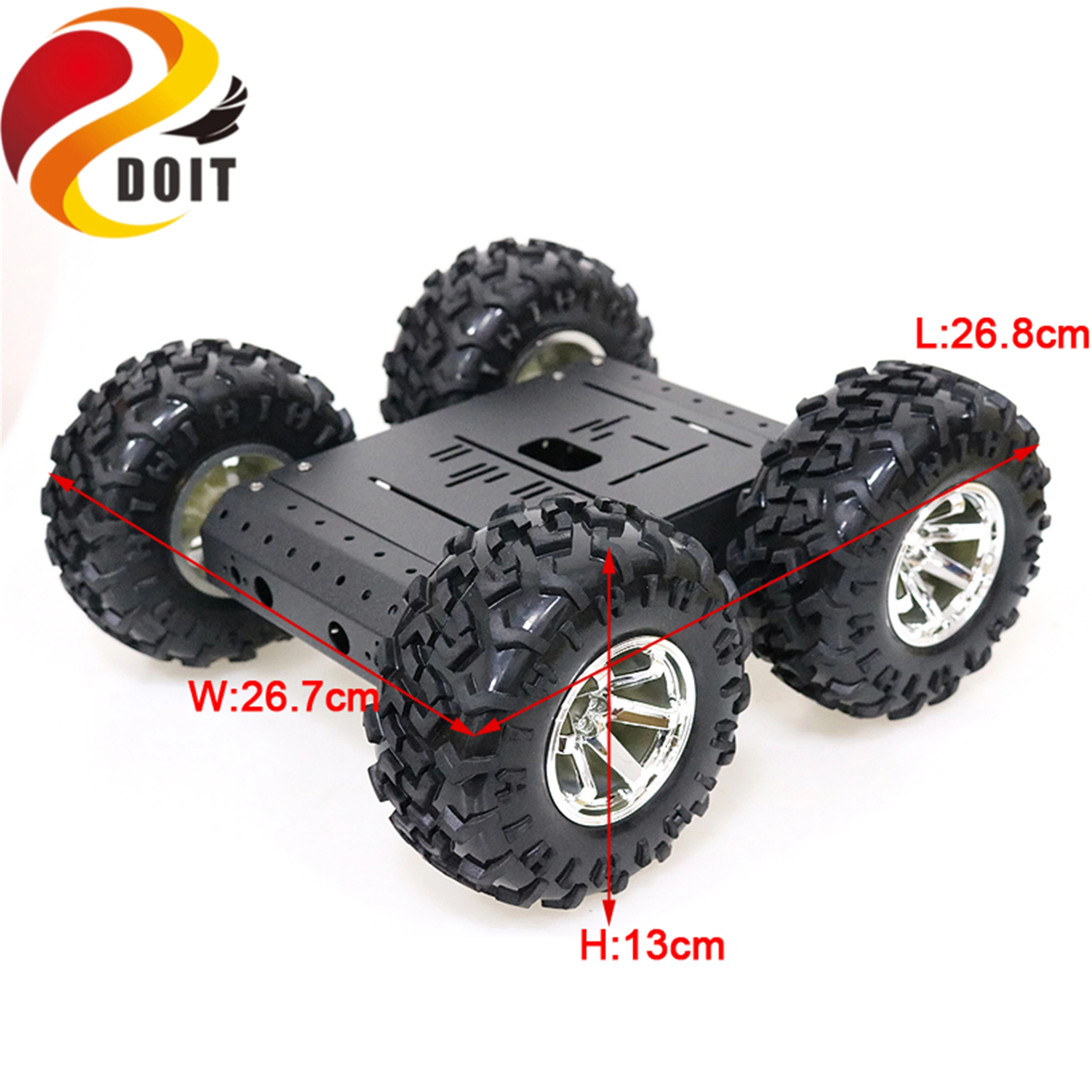 SZDOIT 4WD โลหะสมาร์ทหุ่นยนต์รถแชสซีชุด 130 มม.ยางล้อแรงบิดสูง DC มอเตอร์หนัก DIY สําหรับ Arduino การศึกษา DIY