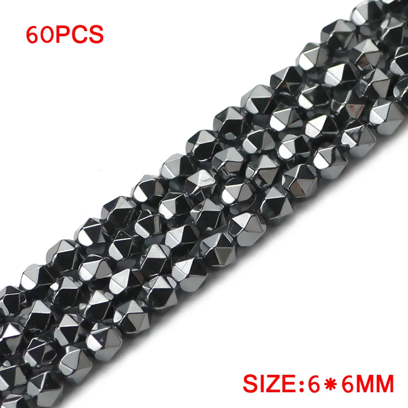 JHNBY 2/3/4/6/8mm Faceted Round Black Hematite Natural Stone Spacer Loose Beads For Jewelry Making 15.5\'\' Diy Necklace Bracelets