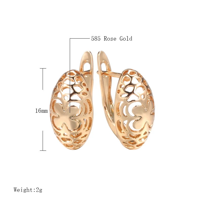 Kinel Hot Fashion Women Glossy Retro Flower Earrings 585 Rose Gold Ethnic Bridal Wedding Earring High Quality Daily Fine Jewelry