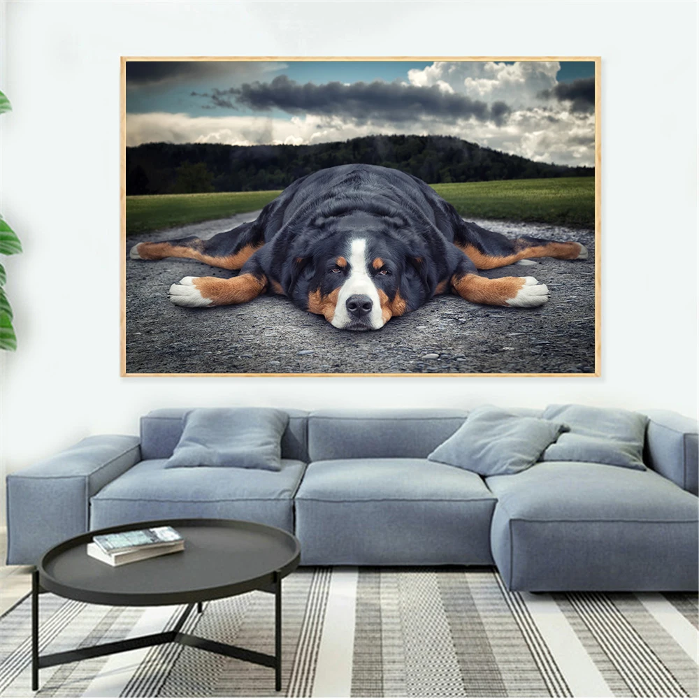 Kids Room Decor Cute Newfoundland Dog Shihtzu Fluffy Dogs Poster Nordic Pug Sennenhund Wall Pictures for Living Room