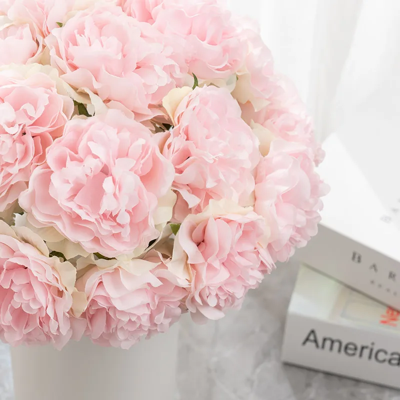 Bouquet de Pivoines Artificielles Roses, Grande Fausse Fleur, Décoration de Centre de Table de Mariage, Salon, Chambre à Coucher