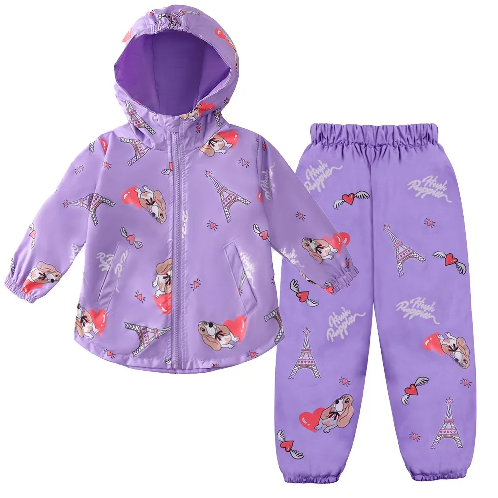 LZH Children Clothing Sets Autumn Winter Toddler Baby Girls Clothes Waterproof Raincoat Jacket+Pant Outfit Kids Sport Suit