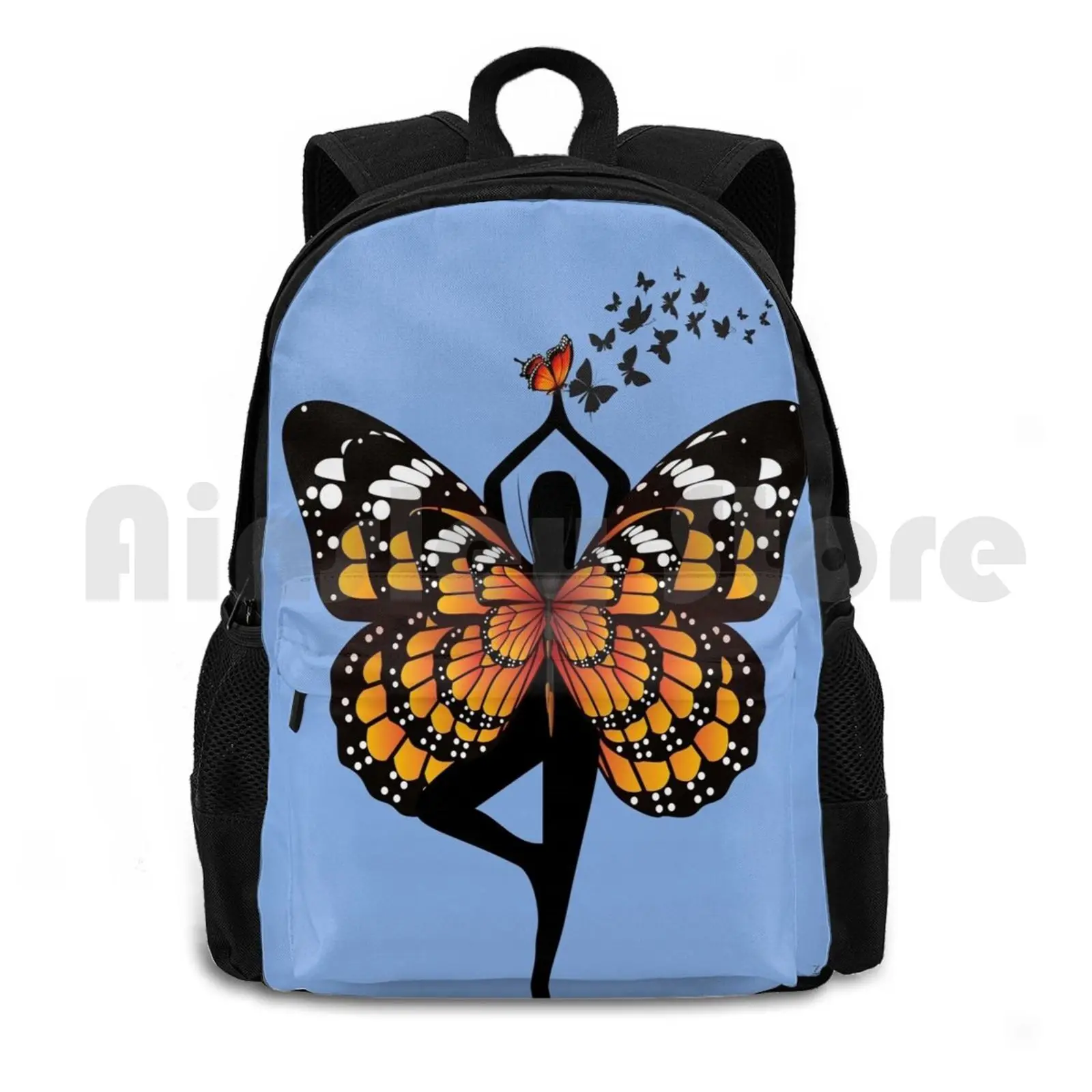 

Orange Monarch Outdoor Hiking Backpack Riding Climbing Sports Bag Orange Monarch Butterfy Yoga Meditation Travel Funny Breath