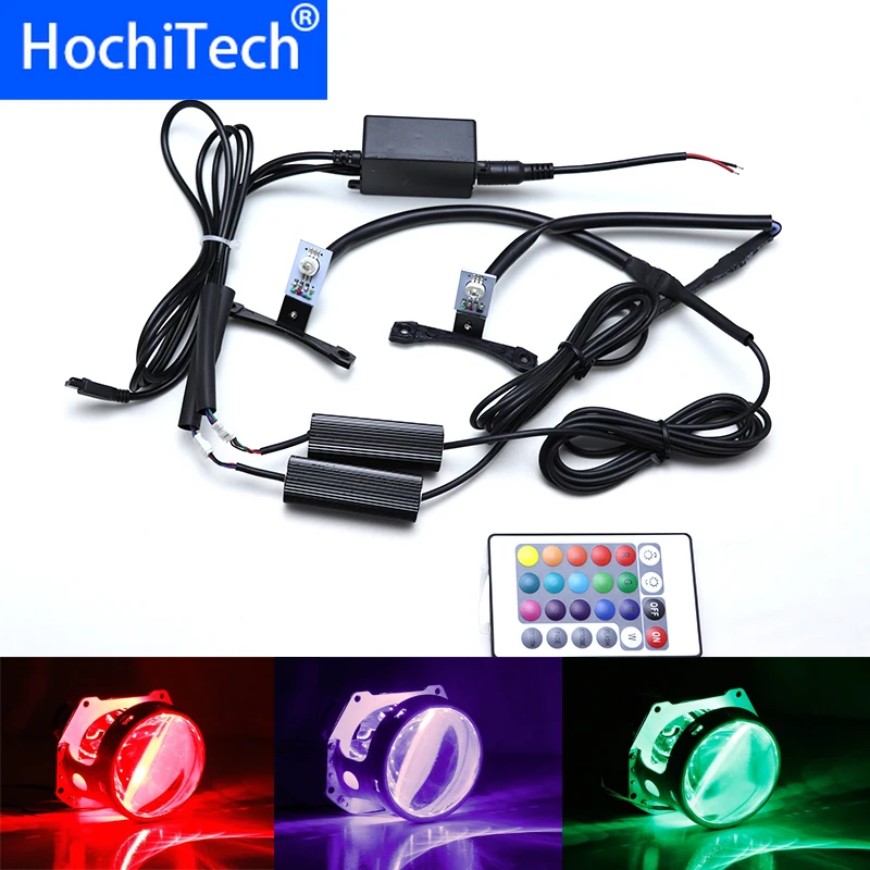 

Многоцветный RGB Demon Eye светодиодный дьявольские глаза с беспроводным пультом дистанционного управления для автомобилей, мотоциклов, фар, проектора, модернизации