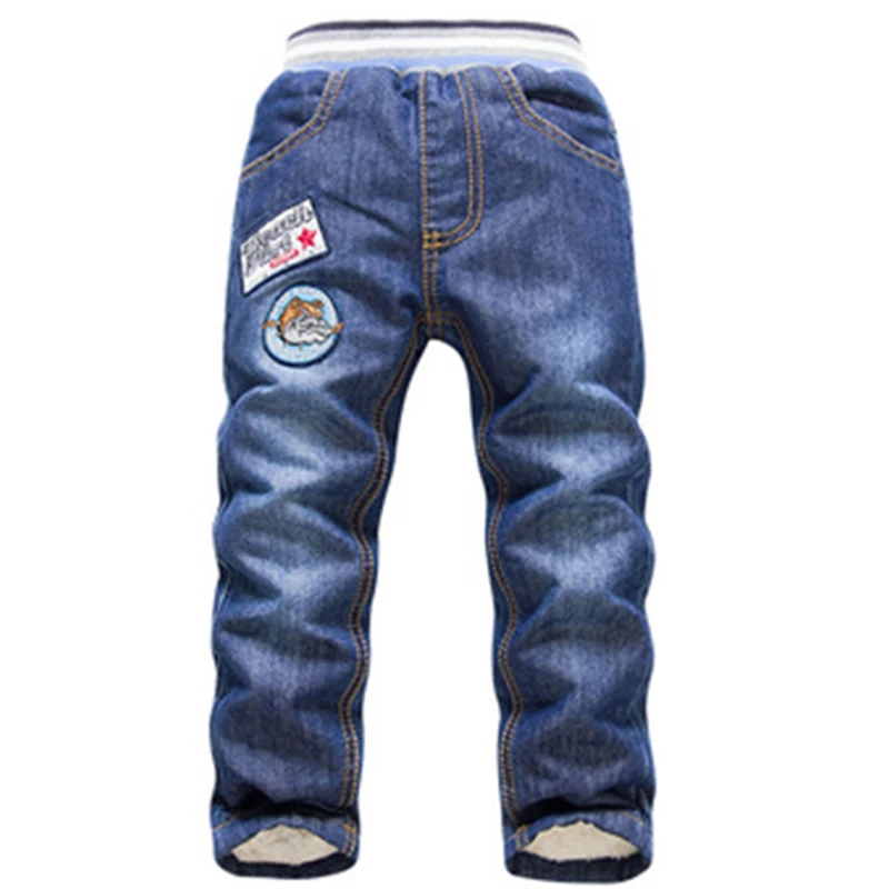 2021 New Warm Pants Kids Cartoon Pant Fashion Boy Girl Jeans Winter Thickening Kids Denim Pants Baby Jean Infant Clothing 3-7Y