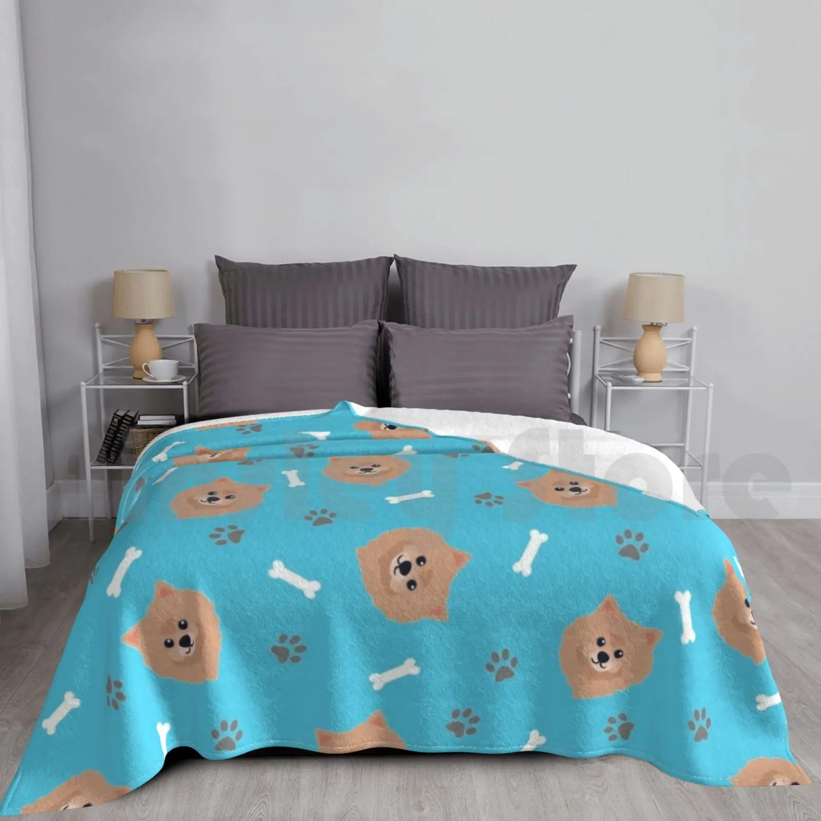 Pomeranian Dog Pattern Blanket Fashion Custom Love Dog Dogs Pomeraninan Pomeranian Pomeran Pomeranian Lover