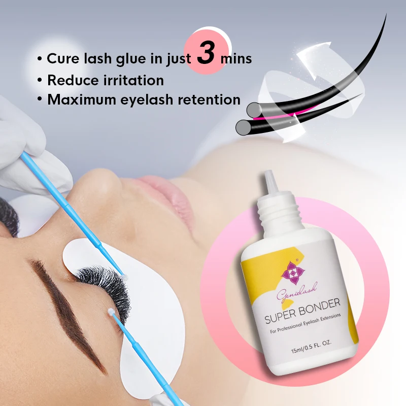 Genielash 15ml Eyelash Extension Sealer Glue Drying in 3 Minutes Glue Accelerator Lash Extension Sealant