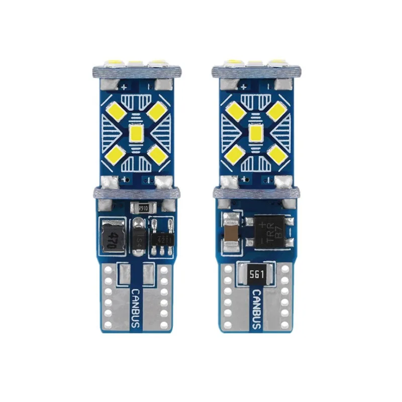 

2pcs T10 LED Canbus No error Car Signal Light 12V W5W LED Bulb 6500K 15SMD 900Lm Super Bright Wedge Side Turn Parking Lamp White