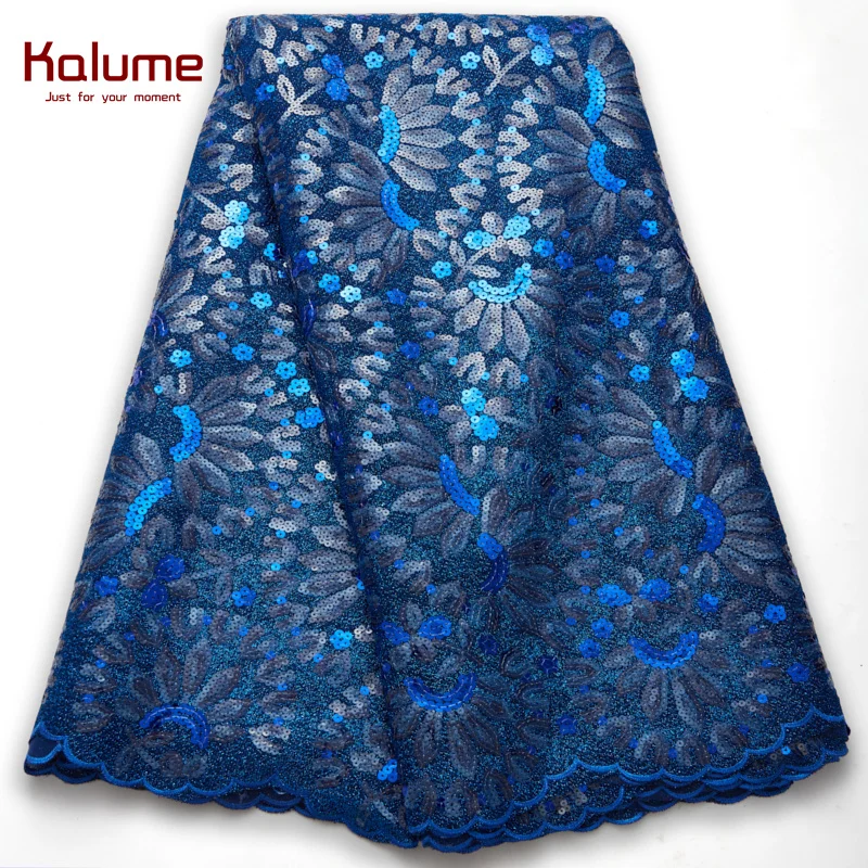 Kalume African Velvet Lace Fabric Sequins 2021 High Quality Nigerian Velvet Lace Fabric Sequins For Diy Party Dress Sew H2628