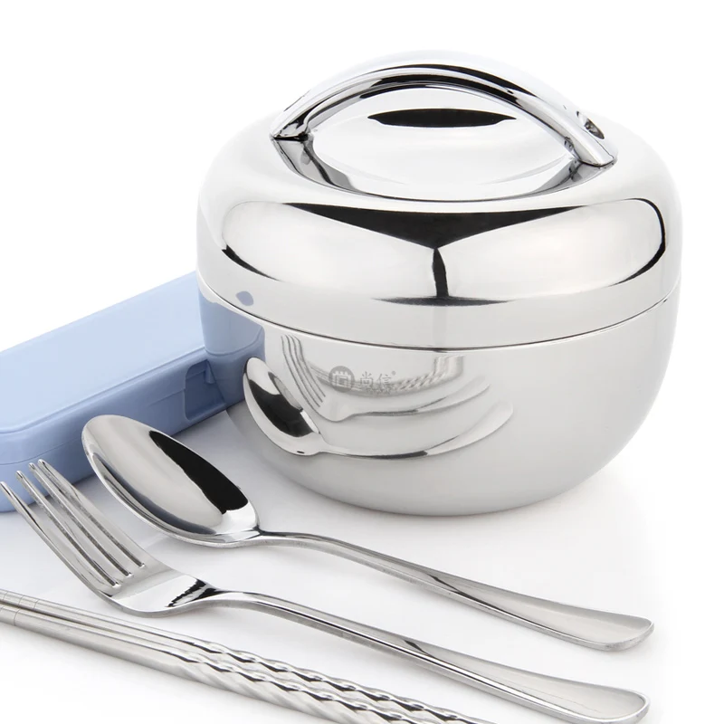 

Apple Shape 304 Stainless Steel Double Wall Vacuum Insulation Lunch Box For Kids Adult Worker Food Container Set Bento Box Metal