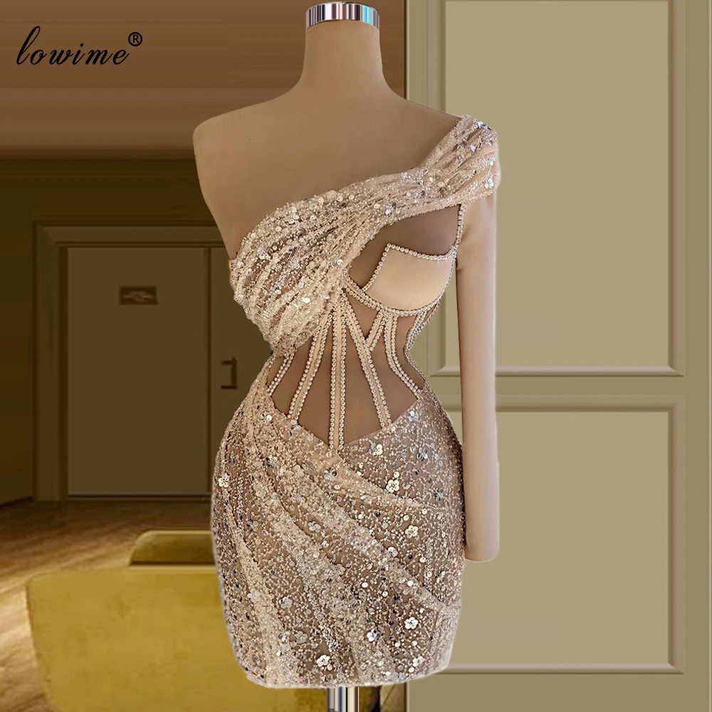 

Элегантные коктейльные платья с блестками для свадебной вечеринки платья на одно плечо для выпускного вечера 2021 короткие платья для конкурса вечерние Халаты для коктейля на заказ