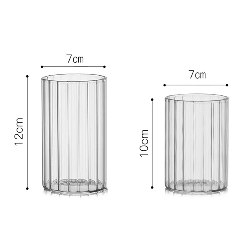 Transparent Wide Striped Glass Cup High Temperature Resistant Glass Water Cup Home Juice Cup Wine Glass 300ml 350ml