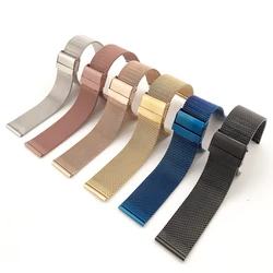 Milanese Watchband 12mm 14mm 16mm 18mm 20mm 22mm 24mm uniwersalny zegarek ze stali nierdzewnej pasek czarny różany złoty zegarek bransoletka