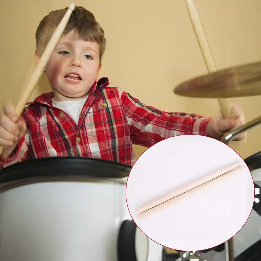 1 Pair Maple Wood Children\'s Drum Sticks Anti-slip Drumsticks Music Toy for Kids Jazz 5A Electronic Drum