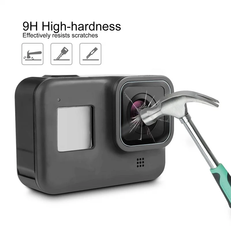 100 SZTUK osłony ekranu do GoPro Hero 8 Przedni wyświetlacz LCD + tylny obiektyw aparatu Folia ochronna ze szkła hartowanego do Go Pro Hero8