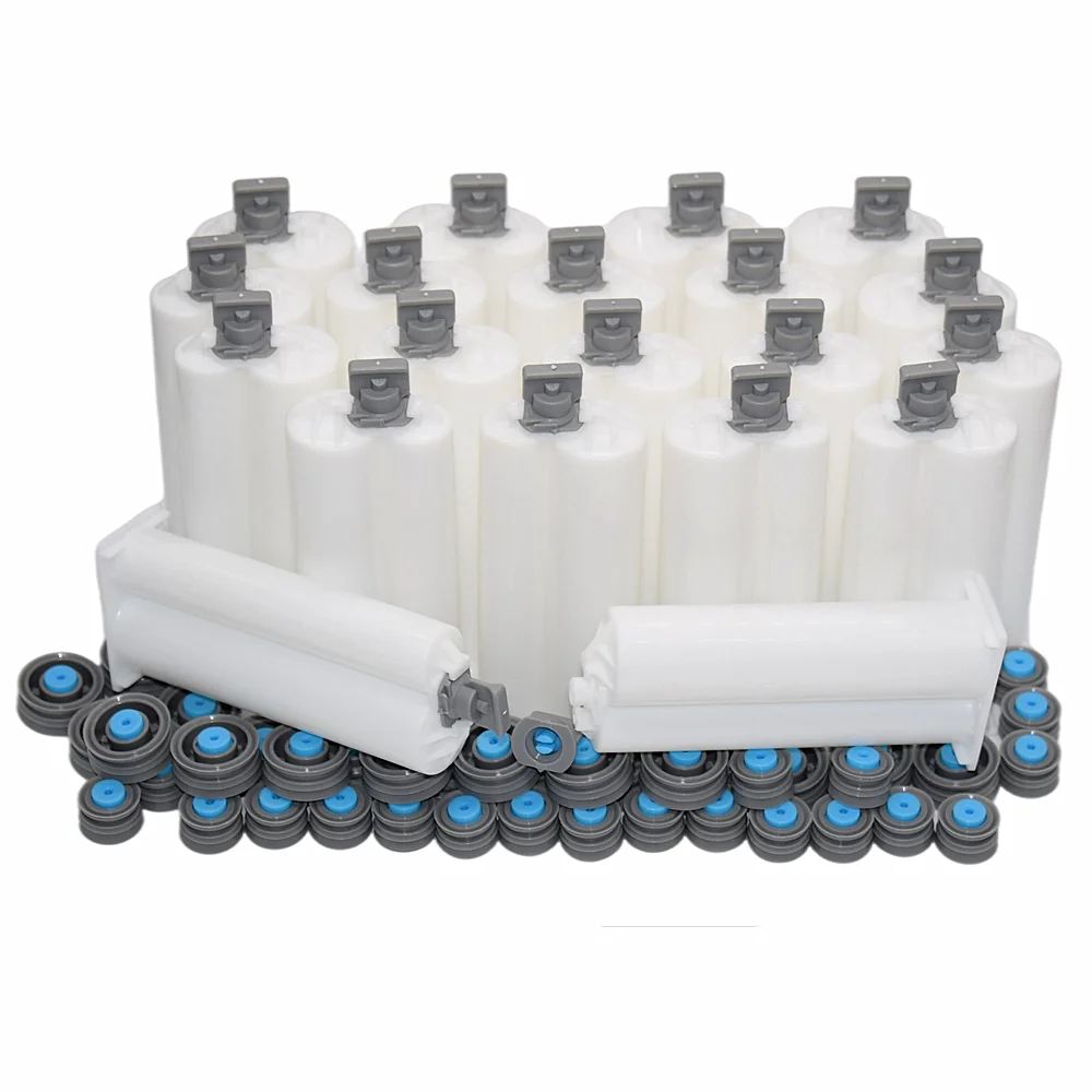 

20pcs Empty Cartridge 50ml 1:2 AB Epoxy Glue Dual Barrel Tube with Sealing Pistons for 50ml 1:2 AB Glue Gun Adhesives Dispenser