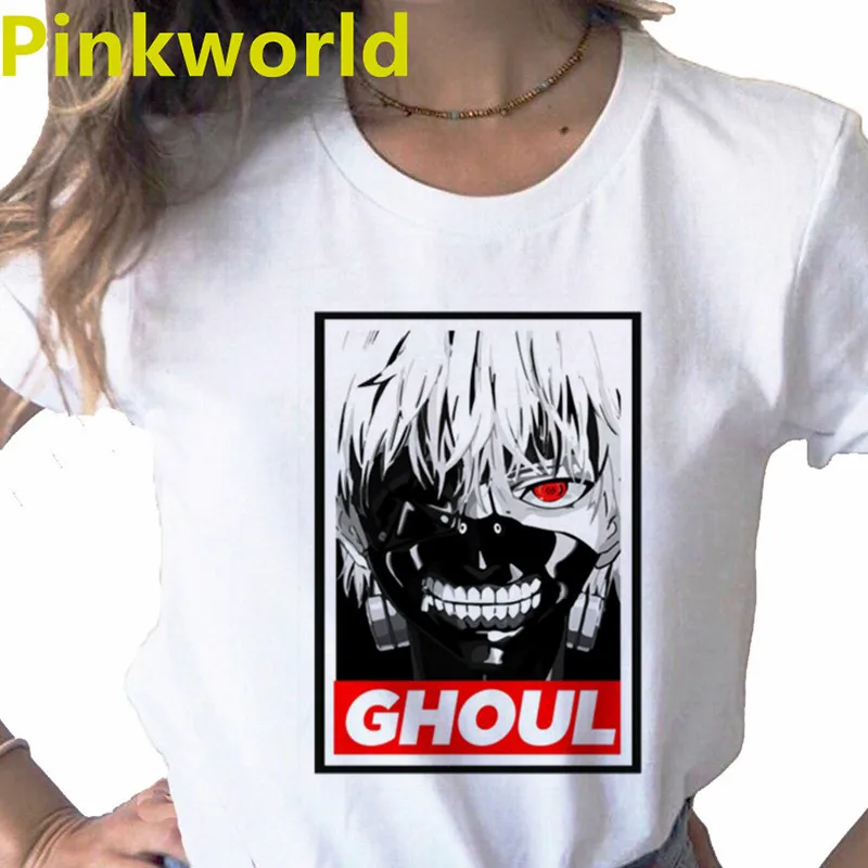 Japanese Anime Tokyo Ghoul Cartoon print ladies T-shirt casual basics O-collar white shirt short sleeve ladies T-shirt,Drop Ship