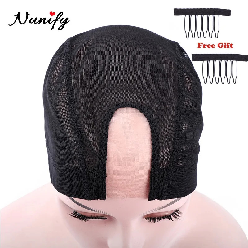 DAHIFY-Bonnet de Perruque U-Part artificiel astique, Filet à Cheveux en Maille, Dentelle Suisse, IQUE dex Noir, Coudre les Cheveux, Tissage Extensible