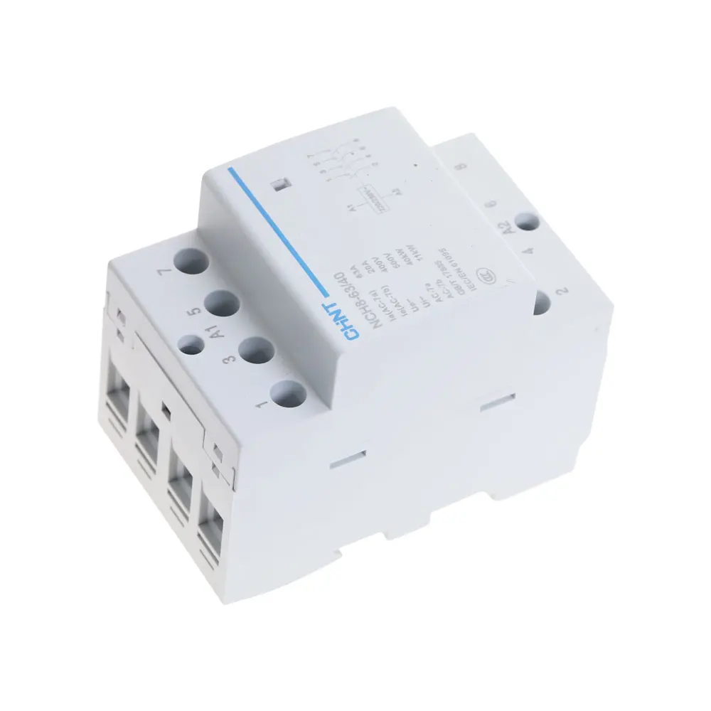 Contacteur modulaire domestique, Contacteur à courant alternatif modulaire NCH8-63 CHNT/40 4 pôles 63A 4NO sur rail DIN