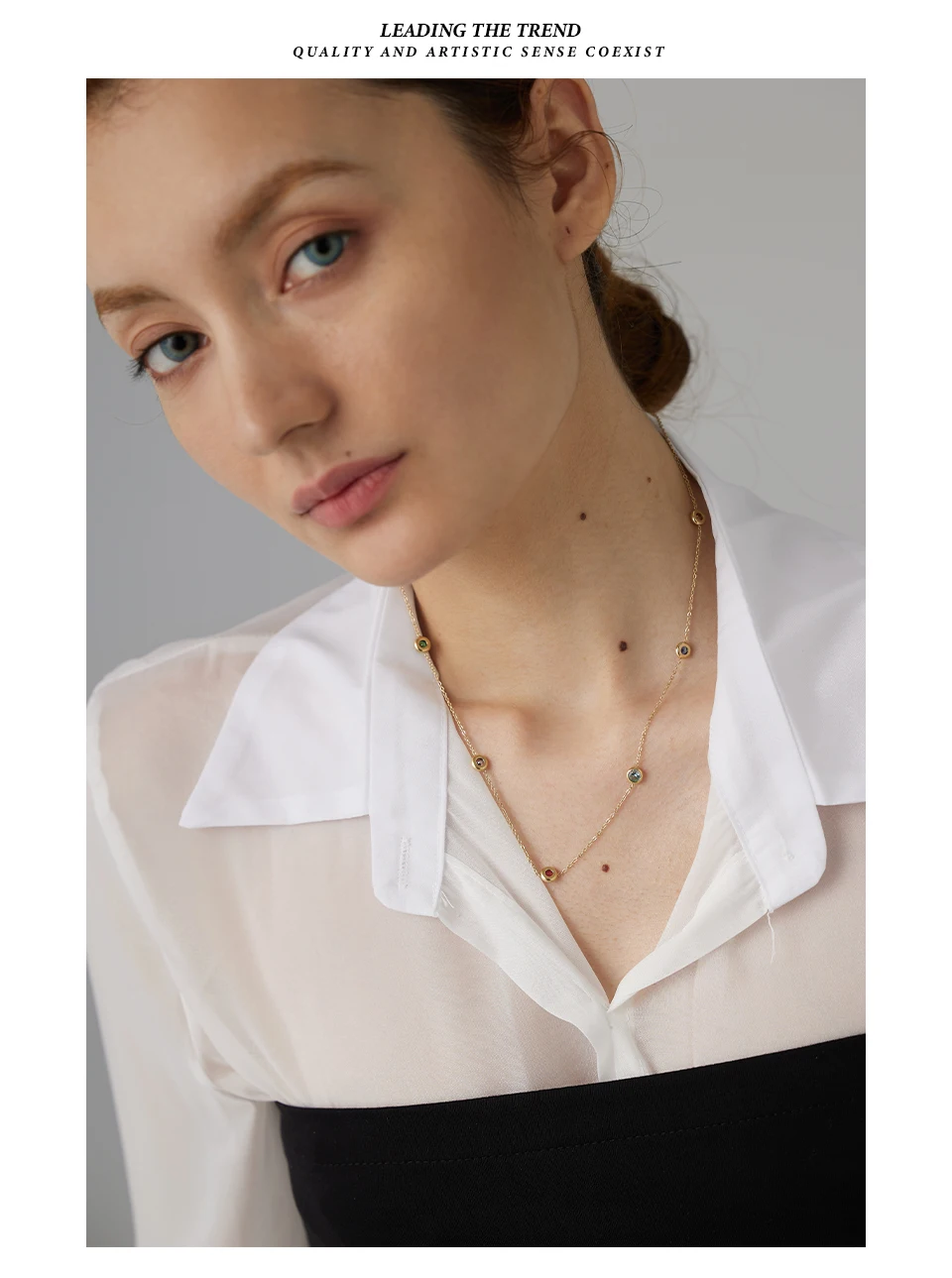 Yhpup 316L Edelstahl Kette Halskette Zarte Bunte Zirkonia Kragen Halskette Trendy Schmuck Bijoux Femme Party – Detail 4