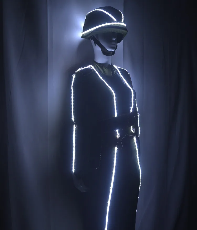 LED luminous jumpsuit helmets nightclub bar performance costume GOGO stage show dance costume