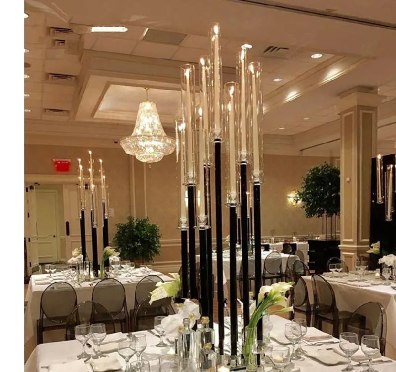 Imagem -02 - Candelabro de Cristal para Wedding Centerpieces Crystal Tree Black Acrylic Cup Decoração do Evento Senyu2439 10 Pcs