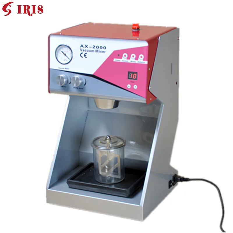 CE Approval Digital Touch Controlled Stepless Speeds AX-2000C Vacuum Mixer with Built-in Vibrator and 2 Mixing Beakers