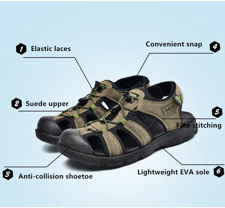 Lässige Herren-Outdoor-Sandalen, Sommer, atmungsaktiv, flache Sohle, Strandschuhe, bequem, weich, zum Gehen, Wandern, sportliche Herrenschuhe 2020 – Detail 7