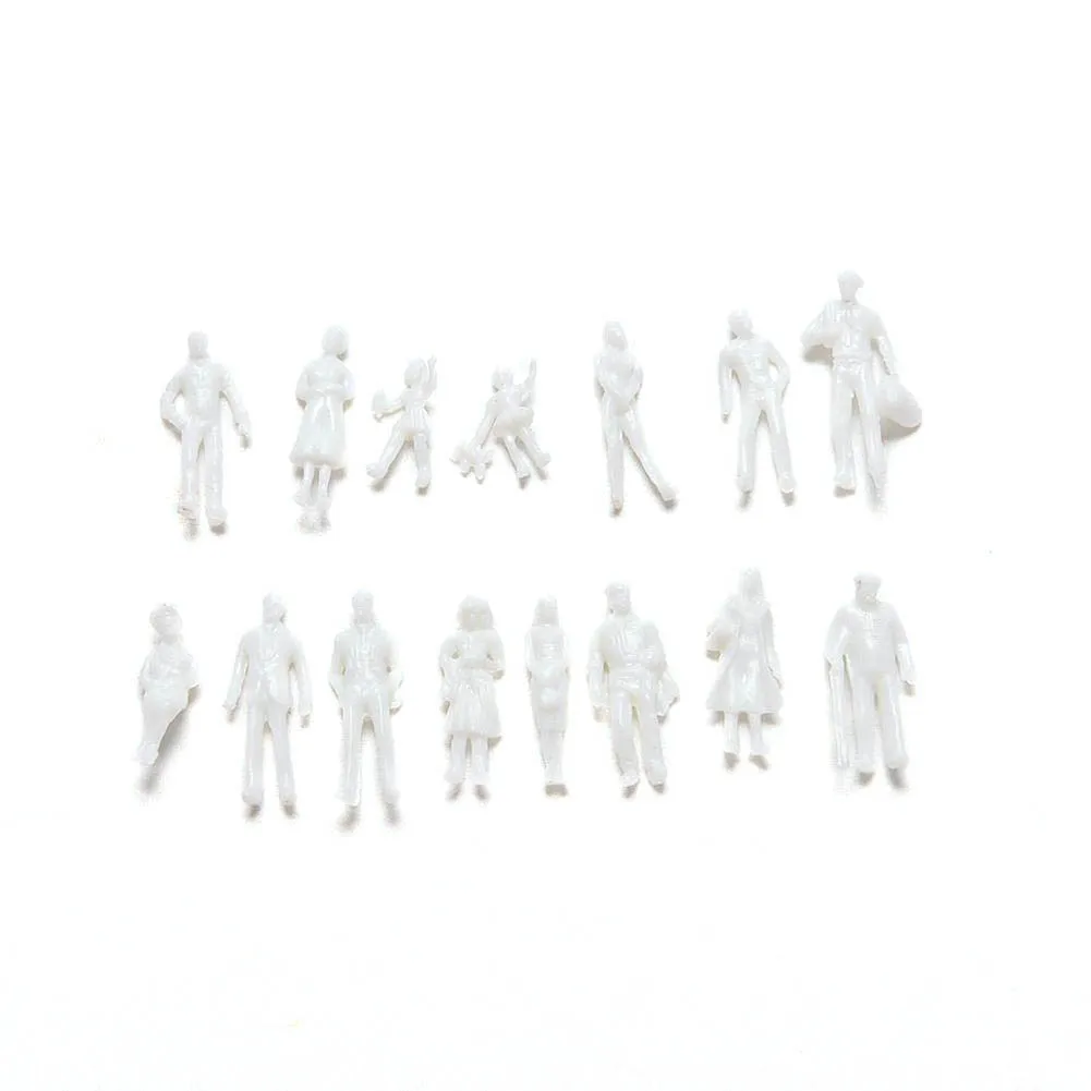 100Pcs 1/25 to 1/200 Scale Mini Unpainted White Model People Figures DIY Toy Mixed Miniature White Model Figures Architectural M