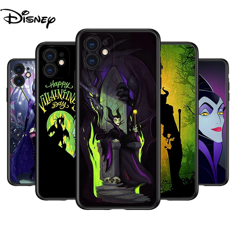 Cartoon Disney Maleficent For Apple iPhone 15 14 13 12 11 Pro Max Mini XS X XR 7 8 6 Plus 5S Silicone Black Phone Case Fundas