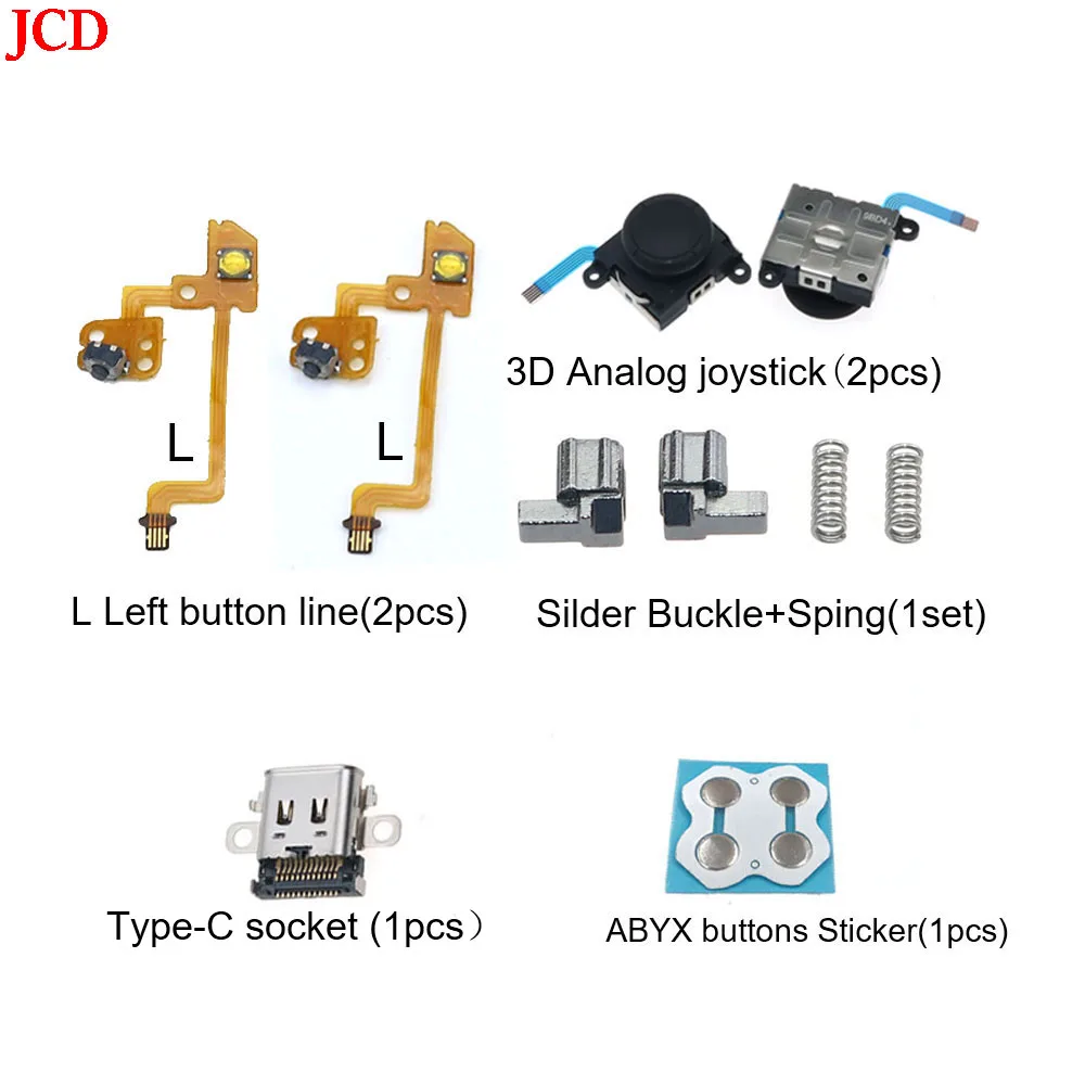 JCD 1 Set Joy-Con Replacement ZL ZR L SL SR On Off Volume Button Key Cable Nintend Switch NS JoyCon Controller & type-C Socket