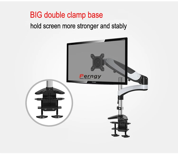 DL-GST112 Desktop17-27" grommet clamp base LCD LED Monitor Holder Arm Gas Spring Full Motion TV Mount Loading 5-16Kgs