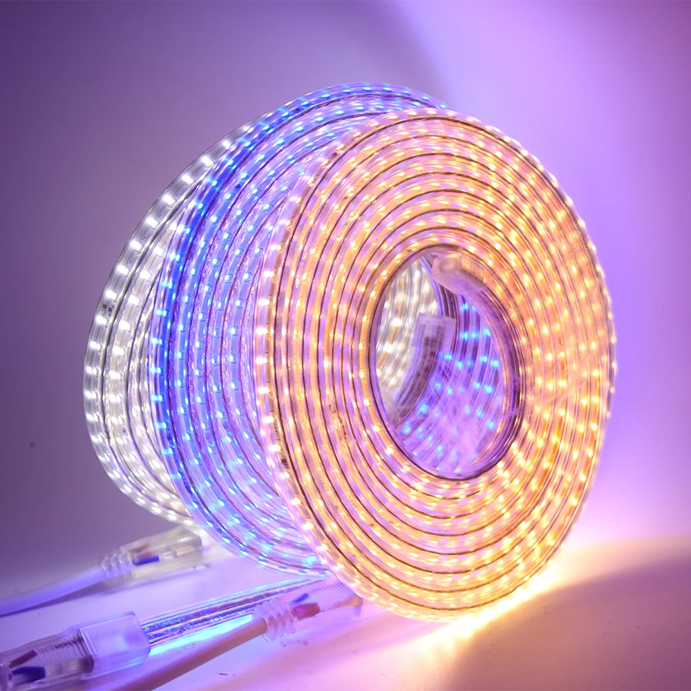Waterproof LED Strip Light 220V SMD 3014 120LED/m Flexible LED Diode Ribbon Home Lighting Strip with EU UK Switch Plug 1m 100m