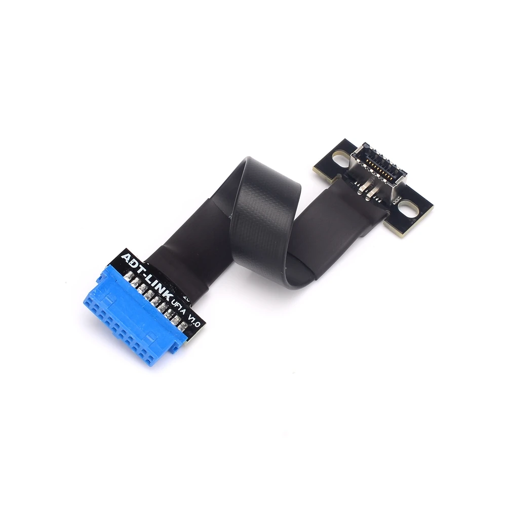 พับ Axial ข้อศอกแบนสายริบบิ้นแบบยืดหยุ่น USB 20Pin Type-E ซ็อกเก็ตภายใน 3.0 19Pin สําหรับ Aerial FPV 5Gbps