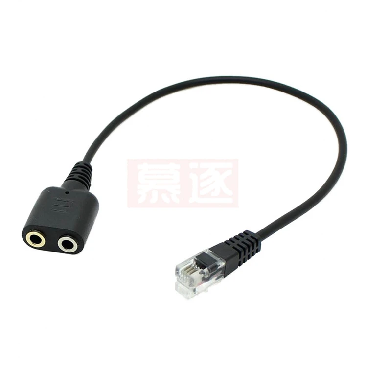 Neue 2PC 25cm Dual 3,5mm Audio Jack Weiblichen zu Männlichen RJ9 Stecker Adapter Konverter Kabel PC Computer headset Telefon Mit