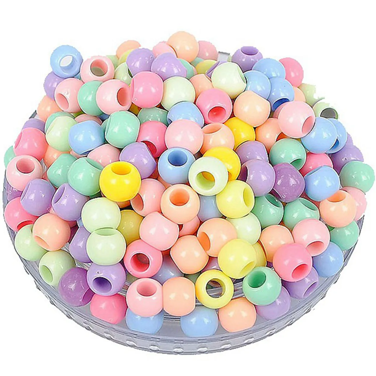 Round Opaque Light Colors Acrylic Plastic 9mm 11mm 13mm 15mm 17mm Loose Big Hole Beads Lot for DIY Jewelry Making DIY Crafts