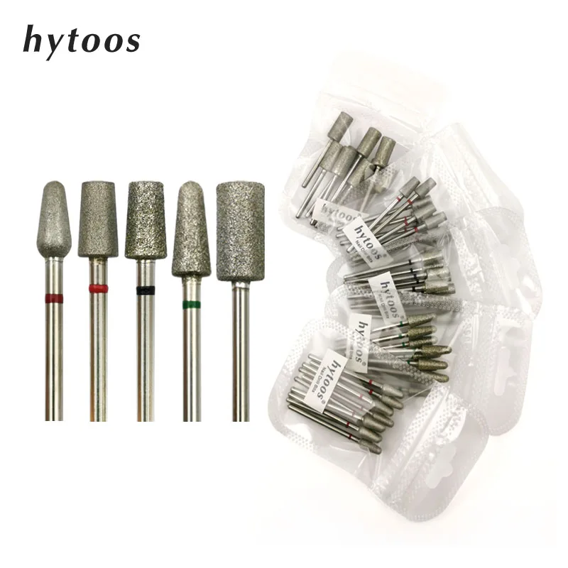 HYTOOS 10 teile/paket Große Größe Diamant Häutchen Sauber Grat Russische Nagel Bohrer Bits Pediküre Maniküre Bohrer Zubehör Nägel Werkzeuge