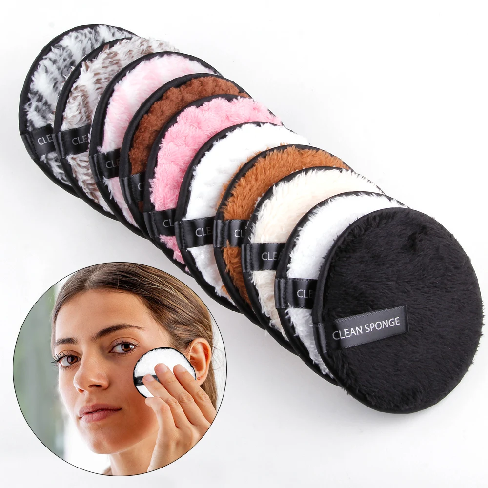 3Pcs Reusable Makeup Remover Discs Cottons Pads Washable Face Wipes Clean Sponge Skin Care Soft Microfiber Make-Up Removal Puff