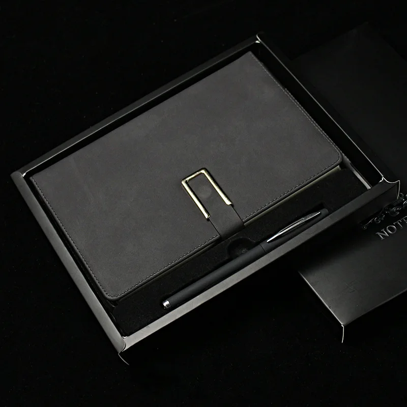 A5 Black Notebook Business Notepad Gift Box Diary with Pen Stationery Writing Planner High-grade Meeting Notebook Office Supply