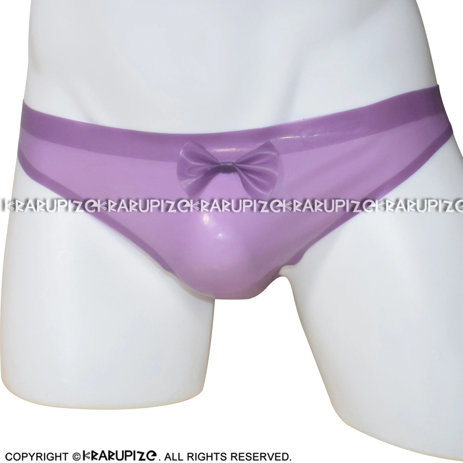 Classical Transparent Purple Low Cut Sexy Latex Briefs With Bows At Front Rubber Shorts Underpants Underwear Bottom DK-0197