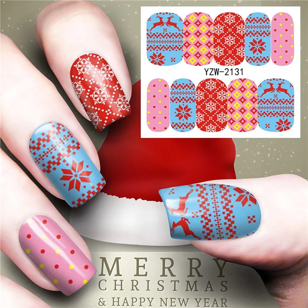 Kerstman Water Nail Stickers Nieuwe Water Decals Geluk Sticker Opa Kerst Volledige Decoratie Nail Stickers Voor Nagels