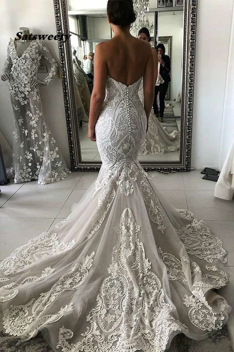 New Mermaid Long Wedding Dresses Lace Wedding Dresses Vestidos De Novia 100% Same As The Photos Custom Wedding Dresses