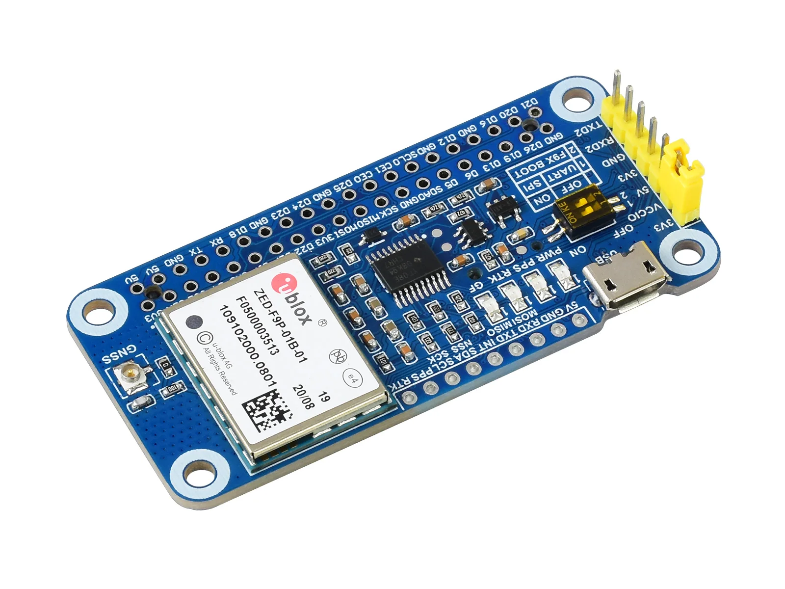 

Многополосный дифференциальный GPS-модуль RTK HAT для Raspberry Pi, точность в сантиметре, ZED-F9P