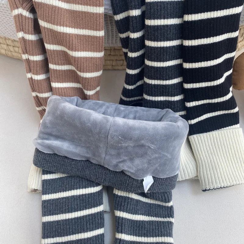 Korean Gilrs Pant 2021 Autumn And Winter News Children’S Plush Woolen Trousers Cotton Leggings Baby Cotton Boys’ Pants