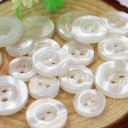 10mm - 15mm 2 Holes Broad Brim Pearlescent White Resin Shirt Buttons for Sewing Basic Shirt Sweater Pajama Button Supplies