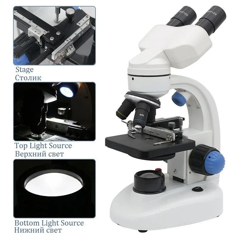 Imagem -05 - Microscópio Biológico hd com Clip Smartphone hd Iluminado Monocular e Binocular Ferramentas de Experimento Estudante 2000x