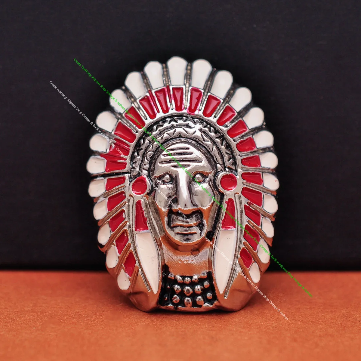 6X Colorful Red White Tribal Indian Head Handcraft Concho Screwback Badge For Wallet Belt Bag Leather Craft DIY Accessories