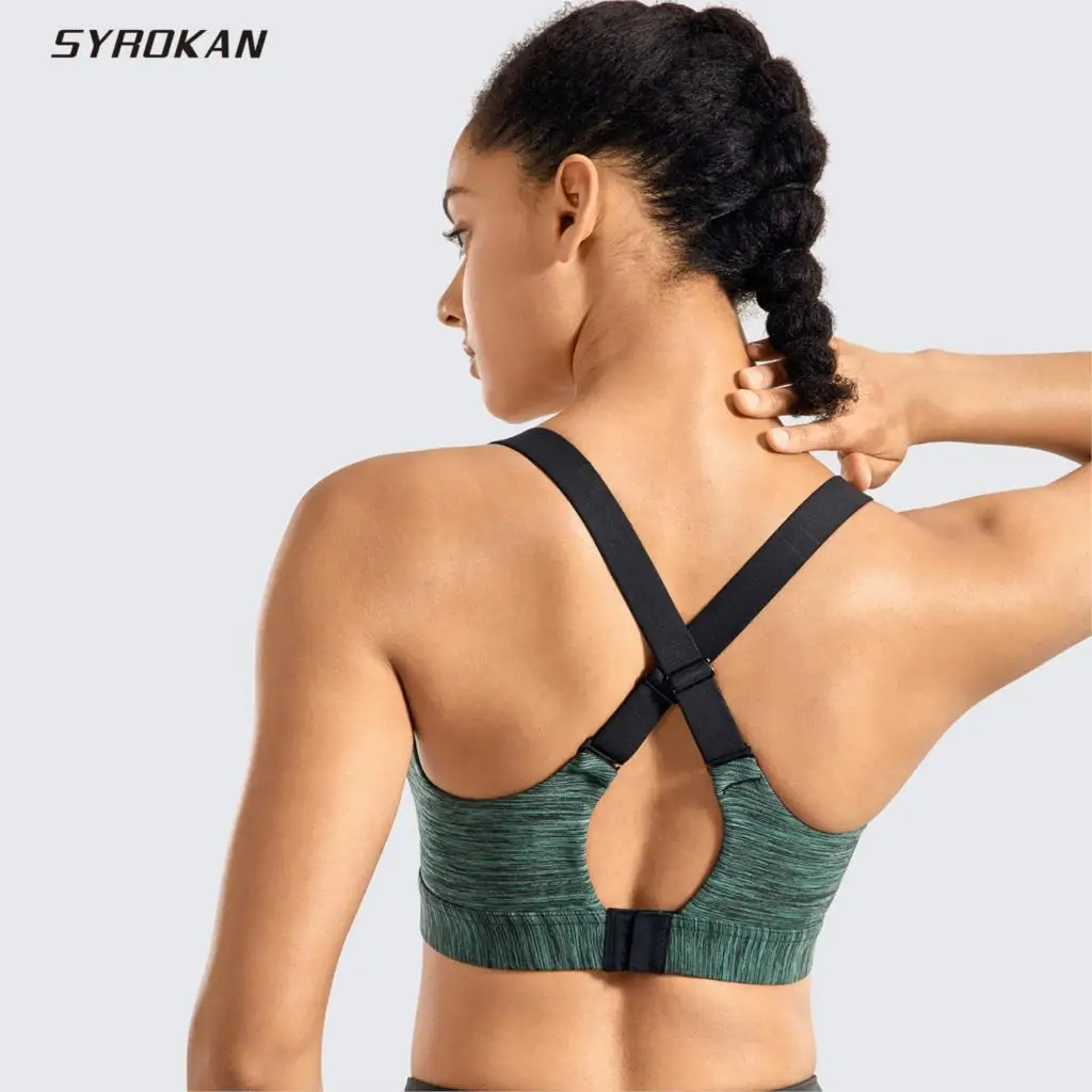 SYROKAN Women's High Impact Padded Sports Bra Full Coverage Underwire Gym Racerback Workout Bras Female Underwear Bralette Top